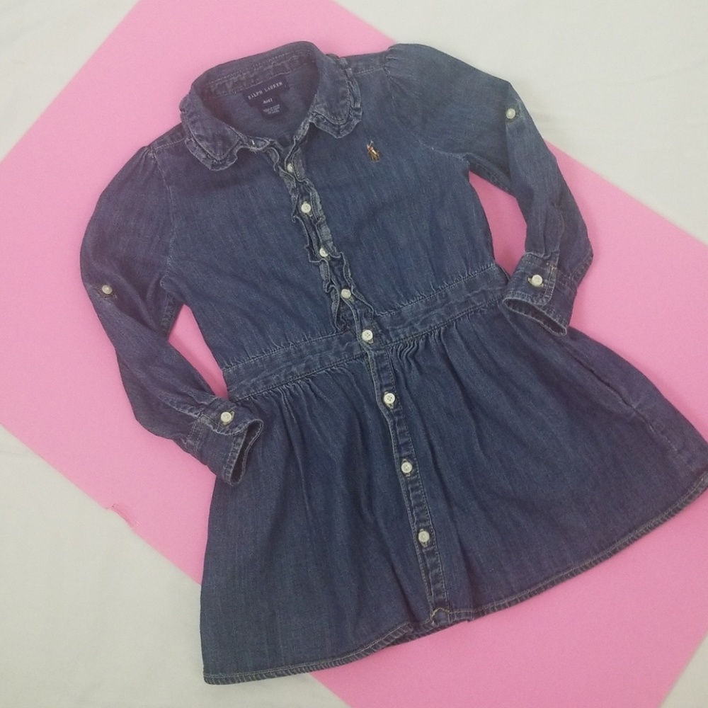 Ralp Lauren Dress Size 4T Blue Denim Long Sleeve